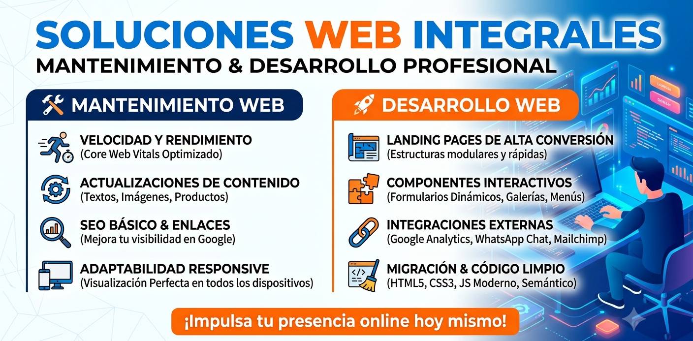 Desarrollo, soporte y mantenimiento de páginas web